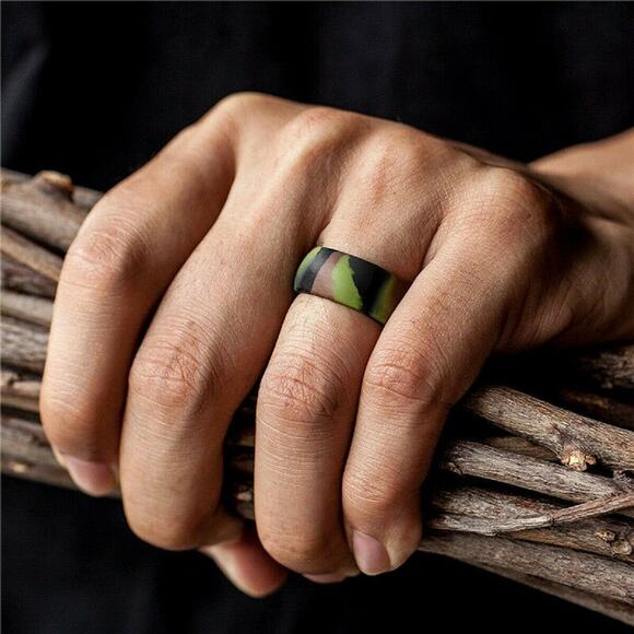 Silicone Wedding Rings (Set of 3) Color - Camo Combo 2 Mens Safety Rings - Picture 6 of 8